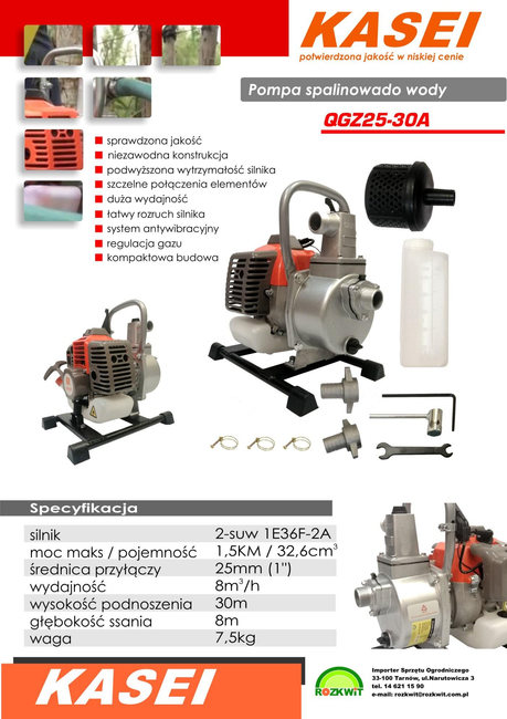 KASEI QGZ25-30A MOTOPOMPA POMPA STRAŻACKA SPALINOWA DO WODY BRUDNEJ CZYSTEJ WYSOKOWYDAJNA 8000 l/h 8m3/h