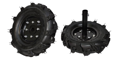 MASTERCUT BK55 8001017 PUSHED Rubber SUPPORT WHEELS WITH AXLES 30mm 4.00-8 16" Pair Set for MASTERCUT BK Soil Aerator 8001017