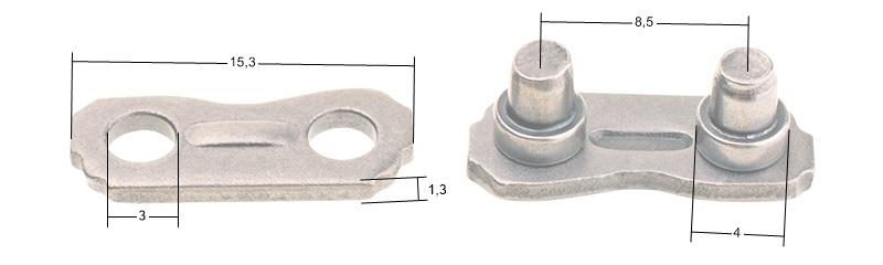 Ogniwo łączące z nitem .325 1.6 B3FTS – komplet B3TS, wymiary poglądowe