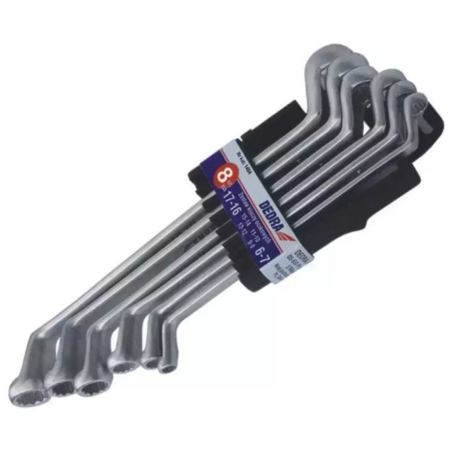 DEDRA 1407 8KS SADA KLÍČŮ S OHNUTÝMI KROUŽKY.CRV 6-22 OČKOVÉ KLÍČE