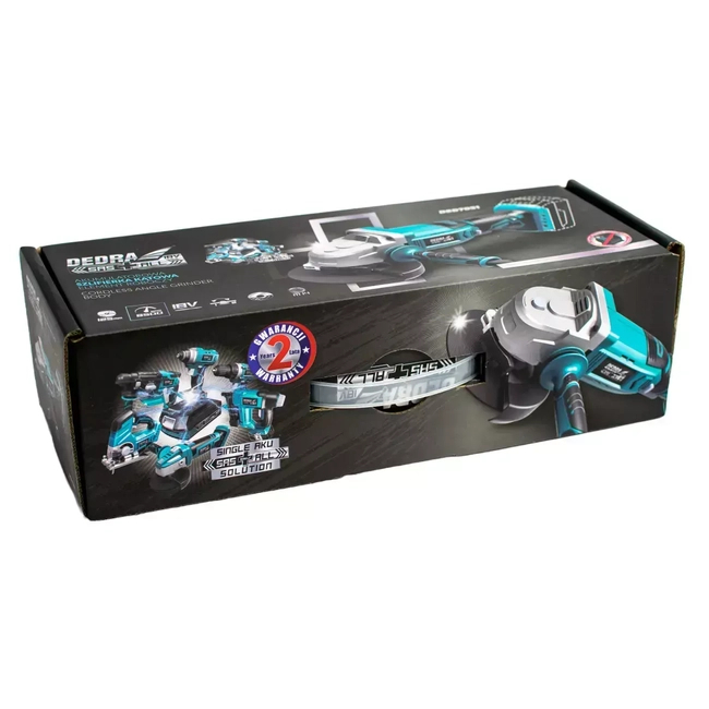 SZLIFIERKA KĄTOWA AKUMULATOROWA, DŁUGA 18V, DEDRA SAS+ALL DED7051 125MM, 8500 OBR/MIN