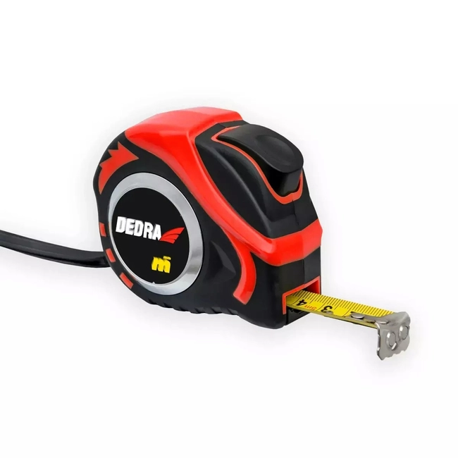 Measure 8m/25mm, red, auto-lock, magnet, double-sided tape, rubberized case, nylon, blister