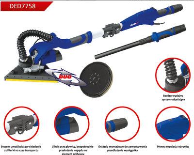 DEDRA DED7758 BOOM GRINDER FOR GYPSUM SURFACES EWIMAX - OFFICIAL DISTRIBUTOR - AUTHORIZED DEDRA DEALER