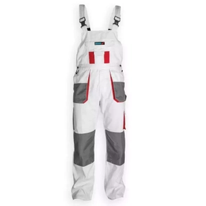 DEDRA BH4SO-M spodnie ochronne ogrodniczki M/50 białe robocze malarskie White Line 190g