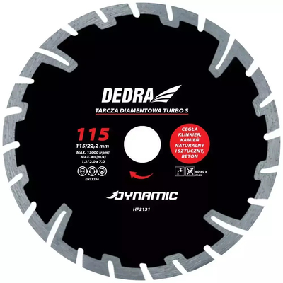DEDRA HP2136 TURBO S Dynamic tarcza diamentowa 230x22,2 mm do betonu cegły klinkieru kamienia