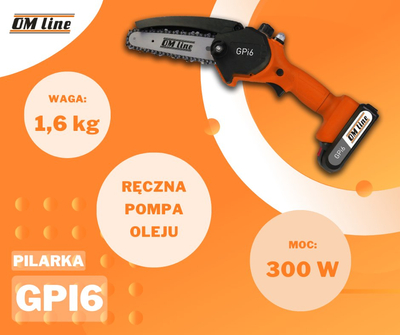 OLEO-MAC OM-LINE GPi 6 PIŁA PILARKA PRZECINARKA AKUMULATOROWA ŁANCUCHOWA OKRZESYWARKA GAŁĘZIÓWKA DO DREWNA EWIMAX-OFICJALNY DYSTRYBUTOR - AUTORYZOWANY DEALER OLEO-MAC