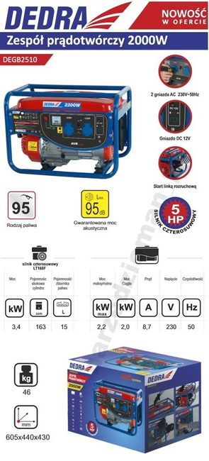 DEDRA DEGB2510 POWER GENERATOR WITH AVR DEDRA DEGB2510 POWER 2.2kW 2200W EWIMAX OFFICIAL DISTRIBUTOR - AUTHORIZED DEDRA DEALER 