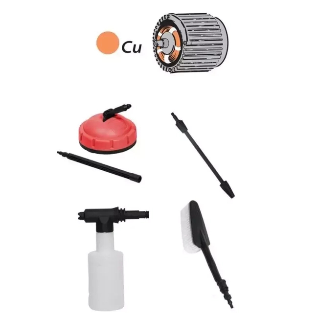 GARDEN DEDRA DED8821 1900W 130BAR HIGH PRESSURE WASHER, RETRACTOR, ALUMINUM PUMP, COPPER MOTOR WINDING