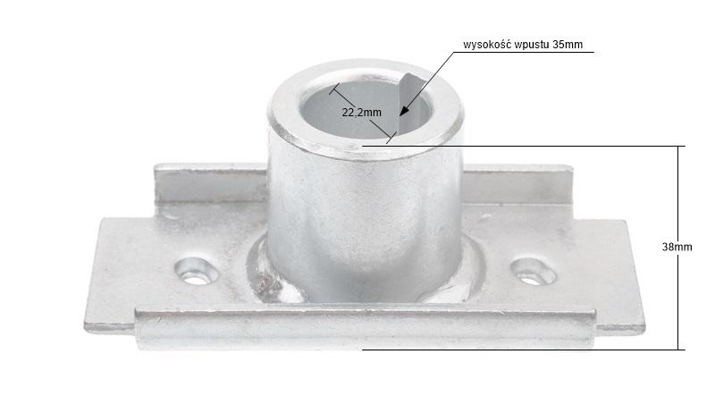 Adapter NZ506 – wymiary korpusu i wpustu 22,2 mm