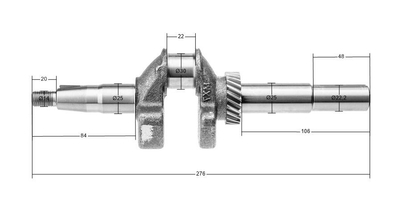 Wał korbowy Rato silnik RV170 długość 62 mm 13300-Z032510-0000