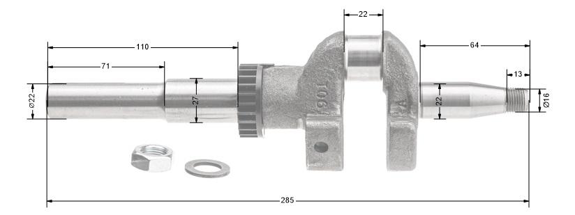 Wał korbowy Briggs & Stratton 793615 – wymiary i schemat