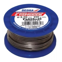 DEDRA 31L42020 Lut z topnikiem spoiwo lutownicze Pb60Sn40 2mm 200g cyna 40%
