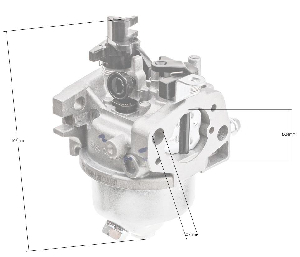 Gaźnik Loncin LC1P65FC – przekroje i kluczowe wymiary