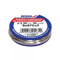 DEDRA SN97Cu3 spoiwo lutownicze 2,5mm 50g 97Sn3Cu drut cyna do lutowania