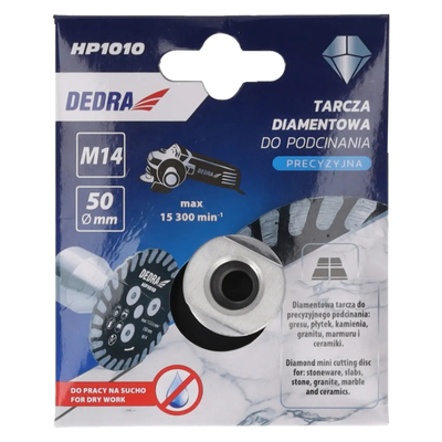 DEDRA HP1010 Tarcza diamentowa do podcinania 50mm M14, mini frez do gresu, płytek, kamienia