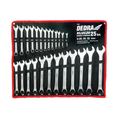 DEDRA 1406 Zestaw kluczy płasko-oczkowych 25 szt. CrV 6-28,30,32 mm, klucze oczkowe i płaskie