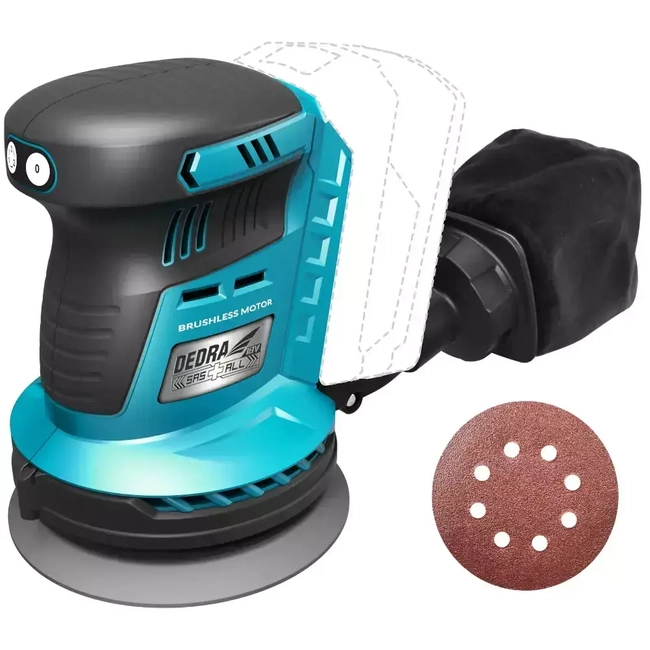 18V AKUMULÁTOROVÁ EXCENTRICKÁ BRUSKA, DEDRA SAS+ALL DED7062 125MM, BEZKARTÁČOVÁ