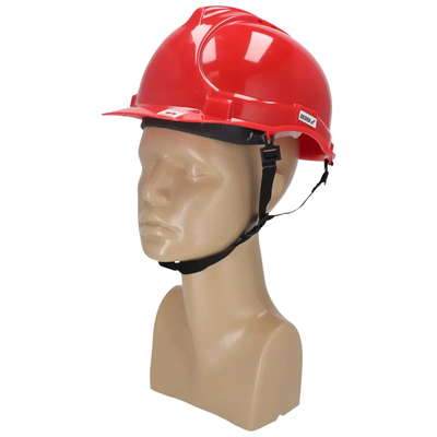 DEDRA BH1085 Red Construction Safety Helmet, Safety Helmet, 4-Point Chin Strap
