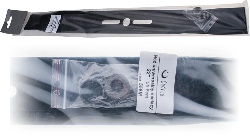 Nóż kosiarki uniwersalny 55.8cm mielący 22cale L-558M – widok z boku