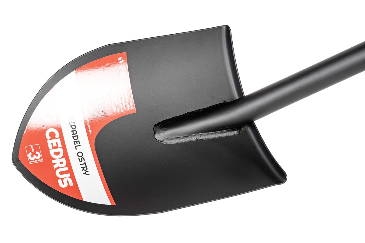 Szpadel ostry Cedrus DS03 – szczegół głowicy z ostrym kształtem