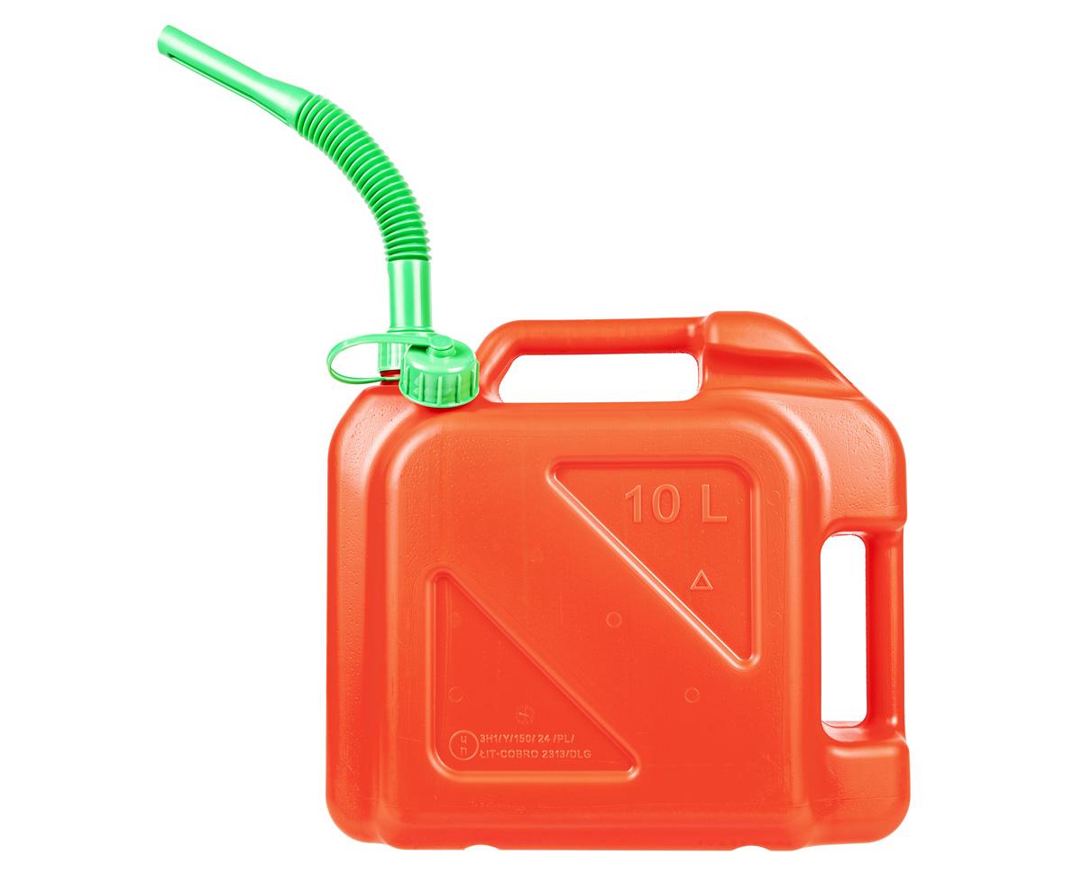 Kanister jednokomorowy 10l czerwony Cedrus ze skalą pomiarową CEDRKN10 widok z boku