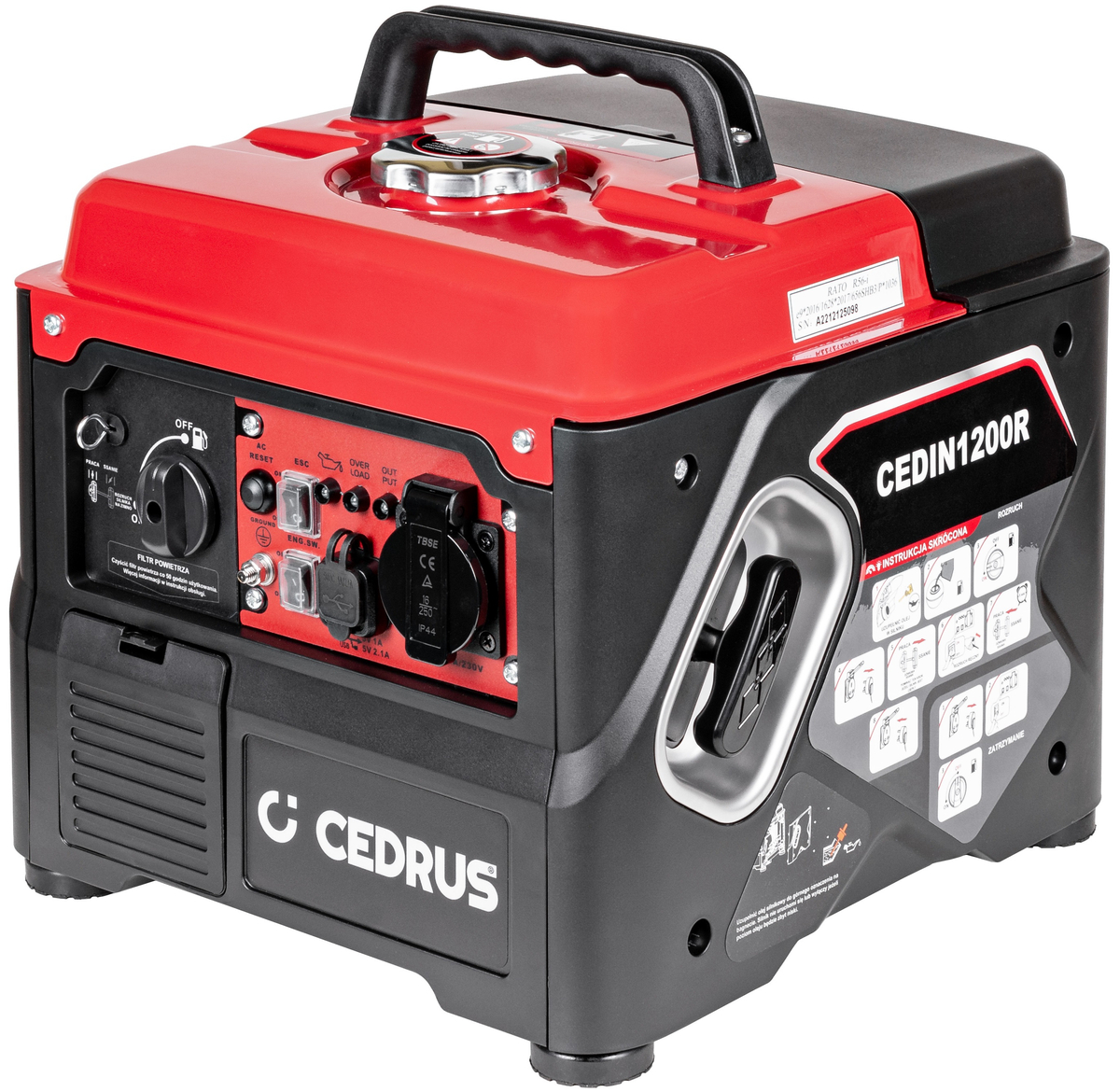 CEDRUS IN1200R AGREGAT GENERATOR INWERTOROWY PRĄDOTWÓRCZY INWERTEROWY WALIZKOWY 230V 1200W EWIMAX - OFICJALNY DYSTRYBUTOR - AUTORYZOWANY DEALER CEDRU