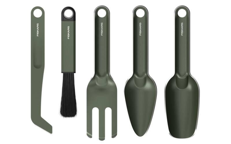 Zestaw metalowych narzędzi do sadzenia roślin Fiskars Plant Care 5 sztuk 1080778 - widok narzędzi