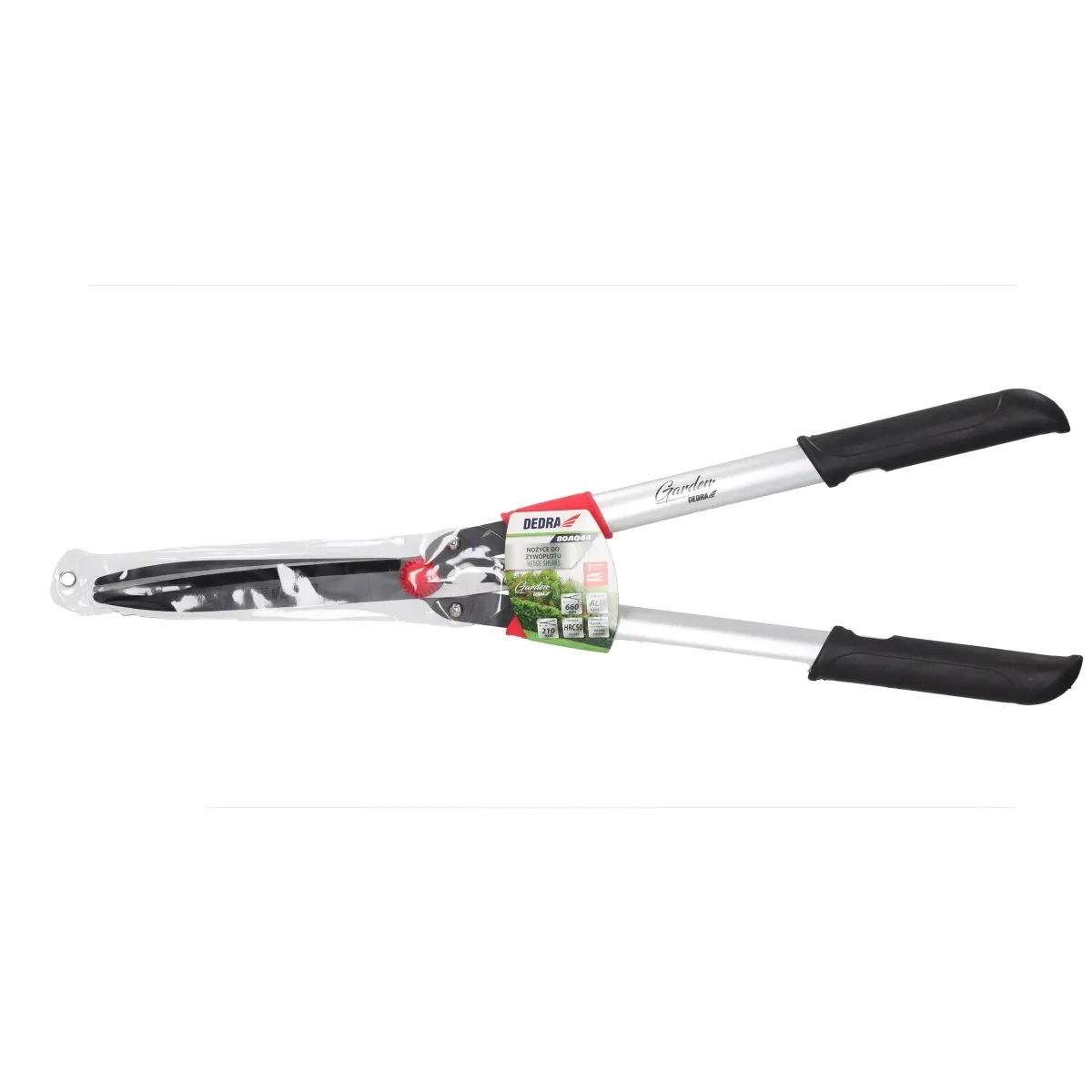 Nożyce do żywopłotu 3 ostrza z przekładnią - widok w opakowaniu