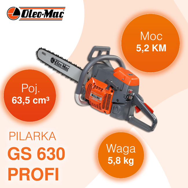 OLEO-MAC GS 630 PROFI PROFESSIONAL CHAINSAW CHAIN SAW 5.2 KM PREMIUM 50029127E5 GS630 AUTHORIZED OLEO-MAC DEALER