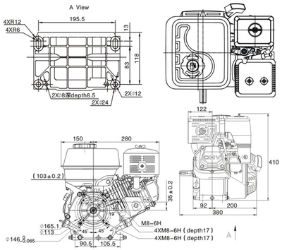 LONCIN G270F-A BENZÍNOVÝ MOTOR 9 hp Hřídel 25 mm MOTOR - EWIMAX HONDA GX270 - OFICIÁLNÍ DISTRIBUTOR - AUTORIZOVANÝ PRODEJCE LONCIN