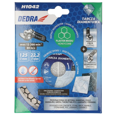 Dedra H1042 Tarcza diamentowa 125mm plaster miodu do gresu betonu, dysk szlifierski