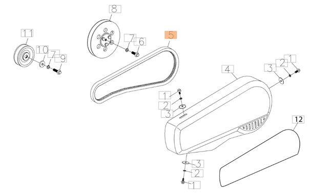 KEY BRACKET DRIVE BELT for Oleo-Mac MH 198 RKS soil compactor L66151639