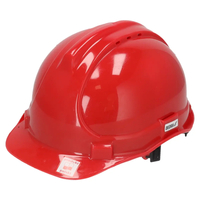 DEDRA BH1085 Red Construction Safety Helmet, Safety Helmet, 4-Point Chin Strap
