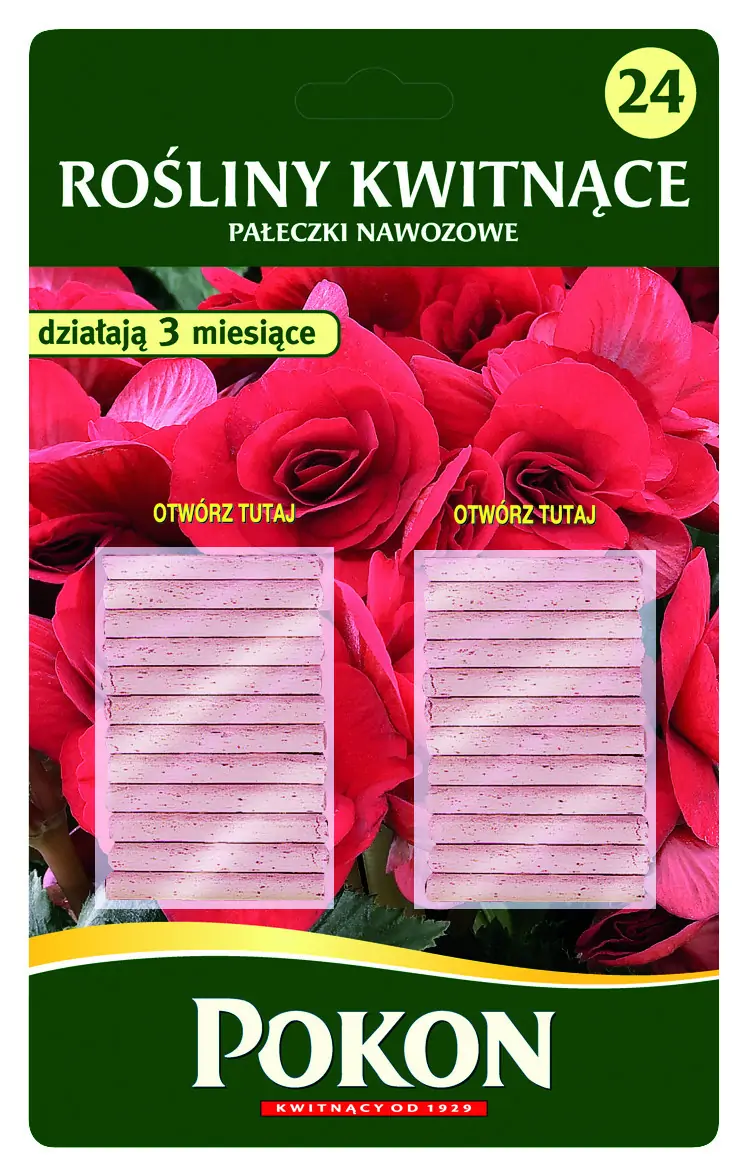 POKON Pałeczki 100 dni do roślin kwitnących w domu i na balkonie 24 szt