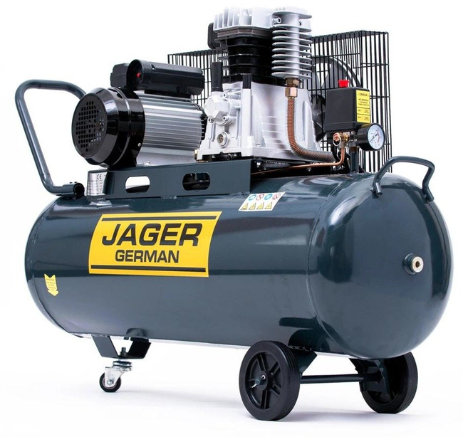 KOMPRESOR TŁOKOWY JAGER GERMAN SPRĘŻARKA POWIETRZA TŁOKOWA OLEJOWA 100L 8BAR 350l/Min 2.2 kW 230V Mocna Rzecz
