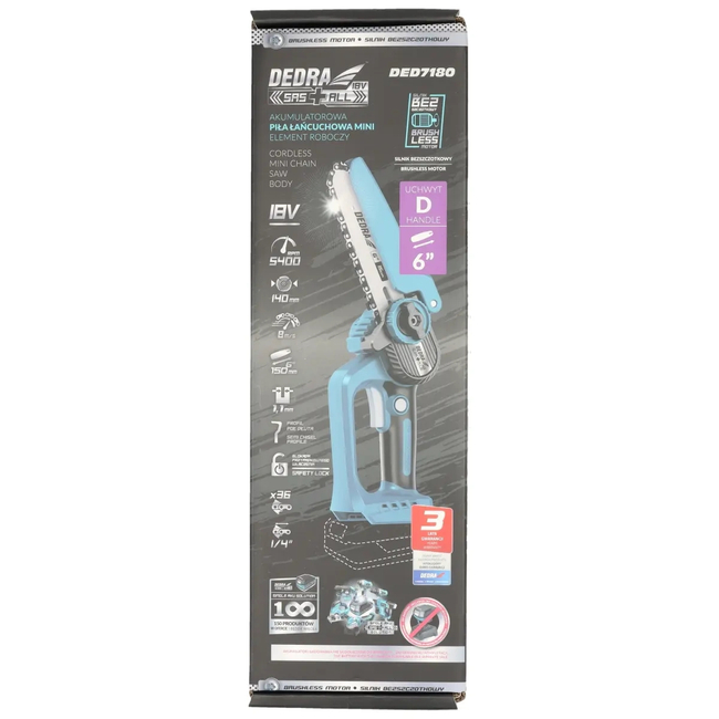 Mini řetězová pila 6" s D-rukojetí 18V