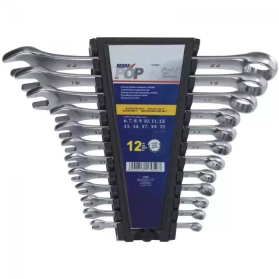 DEDRA 1705K Zestaw kluczy płasko-oczkowych 12 szt. CrV 6-22 mm, klucze warsztatowe
