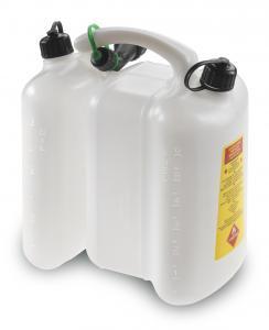 Kanister dwukomorowy biały- przeźroczysty 6+3L z lejkiem 51709015