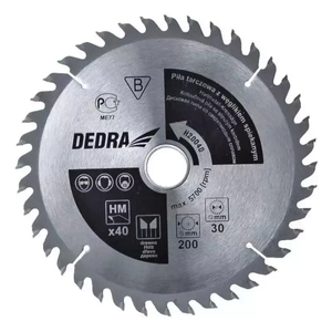 DEDRA H20040 Kotoučová pila, kotouč na dřevo 200 × 30 mm, 40 zubů, slinutý karbid