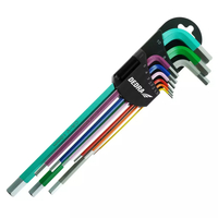 Hex wrenches extra long.color 1.5-10mm set of 9pcs,S2