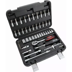 Hillen&Mohr 17K046A Zestaw kluczy nasadowych 46 szt. 1/4 cala, grzechotka, nasadki, bity