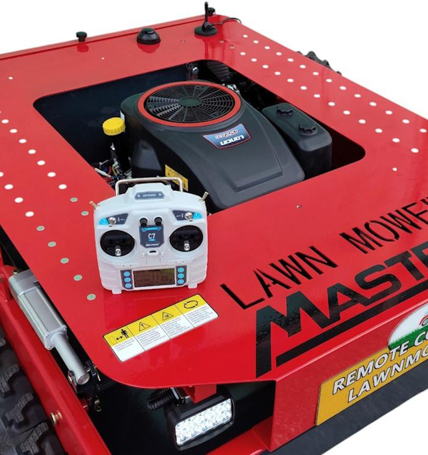 MASTERCUT JFRC90S BIJAK MOWING ROBOT REMOTE CONTROLLED HYBRYDIC MOWER SPRINKLING TREATMENT PLATFORM WITH PILOT DRIVE PHOTOVOLTAIKA 90cm