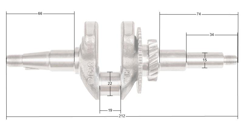 Wał korbowy Loncin LC40ZB20-1.7Q LC148F-2 130290687-0001 – widok z wymiarami
