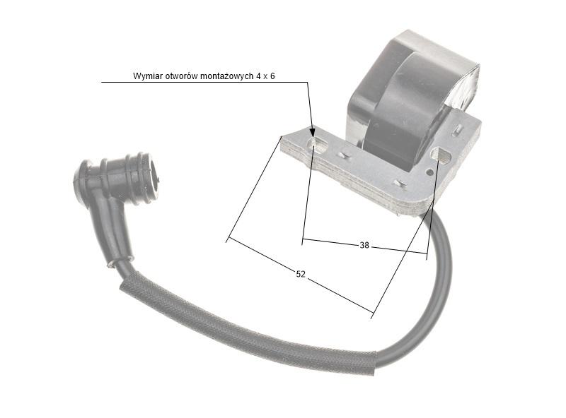 Moduł zapłonowy Oleo-Mac MTL51 SC150 490027 - wymiary i otwory montażowe