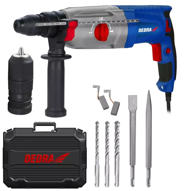 MŁOTOWIERTARKA SDS PLUS QC 1050W,0-980R/MIN,3 FUNK,WALIZKA DEDRA