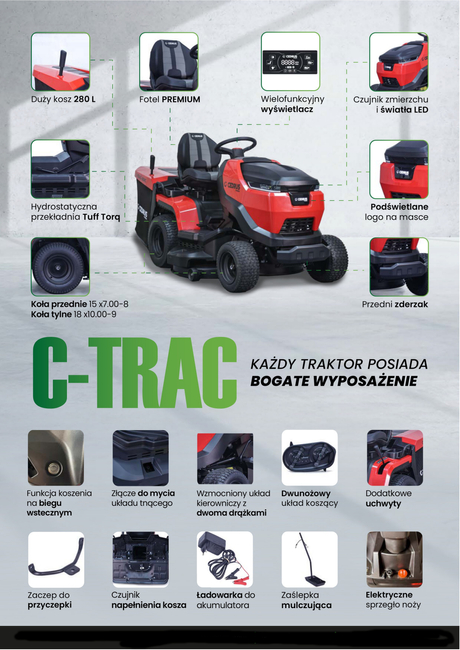 CEDRUS C-TRAC 103HC PREMIUM LUX Sekačka se zadním výhozem HYDROSTAT 102cm 2 CYLINDRY ZPĚTNÝ ZAHRADNÍ TRAKTOR C-TRAC-103HC EWIMAX OFICIÁLNÍ DISTRIBUTOR - AUTORIZOVANÝ PRODEJCE CEDRUS