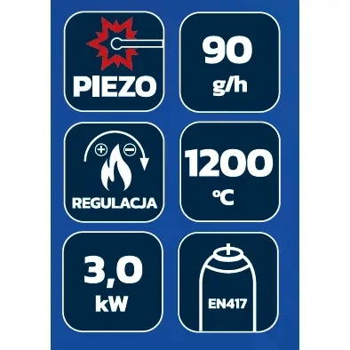 DEDRA 31A034 Palnik gazowy PIEZO 3kW, elastyczna dysza 23cm, lutownica EN417 ([dedra.pl](https://dedra.pl/product-pol-41859-Palnik-gazowy-z-zaplonem-PIEZO-elastyczna-dysza-3kW-DEDRA-31A034.html?utm_source=openai))