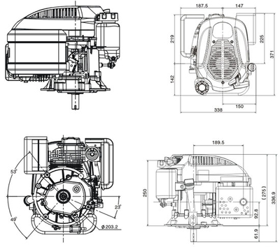 LONCIN LC1P65FE-C MOTOR FOR PETROL MOWERS 3.3 HP 139 cm3 VERTICAL VALVE SHAFT 22x80mm MOTOR HONDA , VANGUARD , B&S , BRIGGS& STRATTON, KOHLER, KAWASAKI