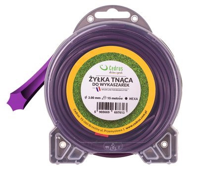 Żyłka tnąca 3.0/15m blister gwiazdka fiolet CEDRUS IN005297 - OFICJALNY DYSTRYBUTOR - AUTORYZOWANY DEALER CEDRUS