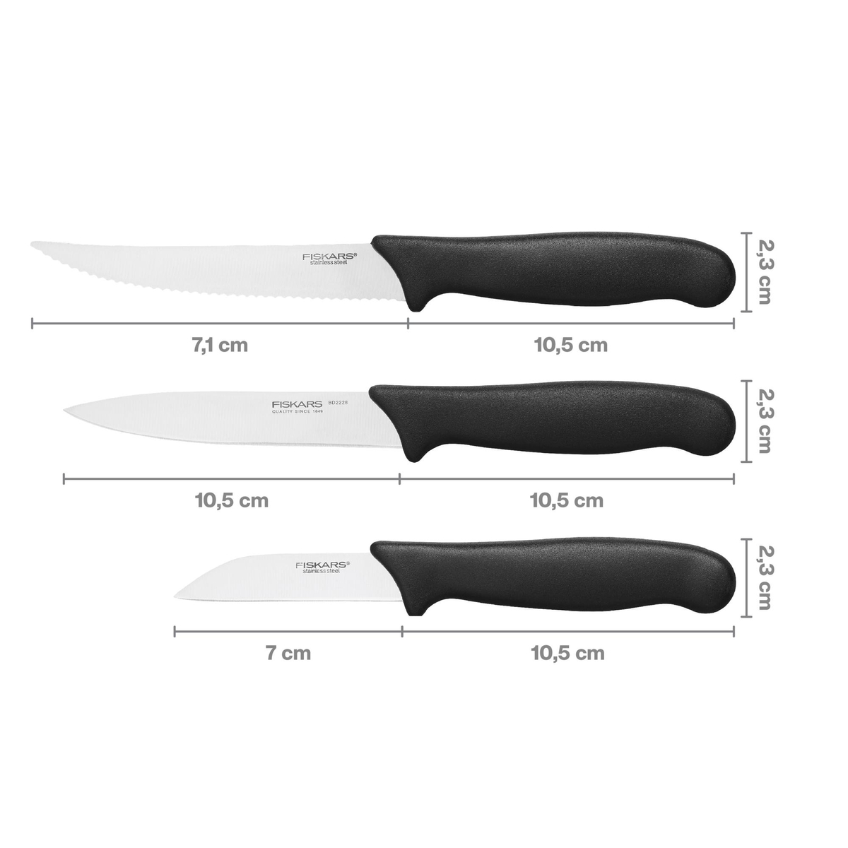 Zestaw 3 noży do warzyw Essential 1065584 – widok noży